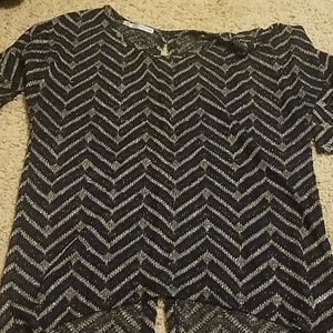 Navy and silver Chevron top